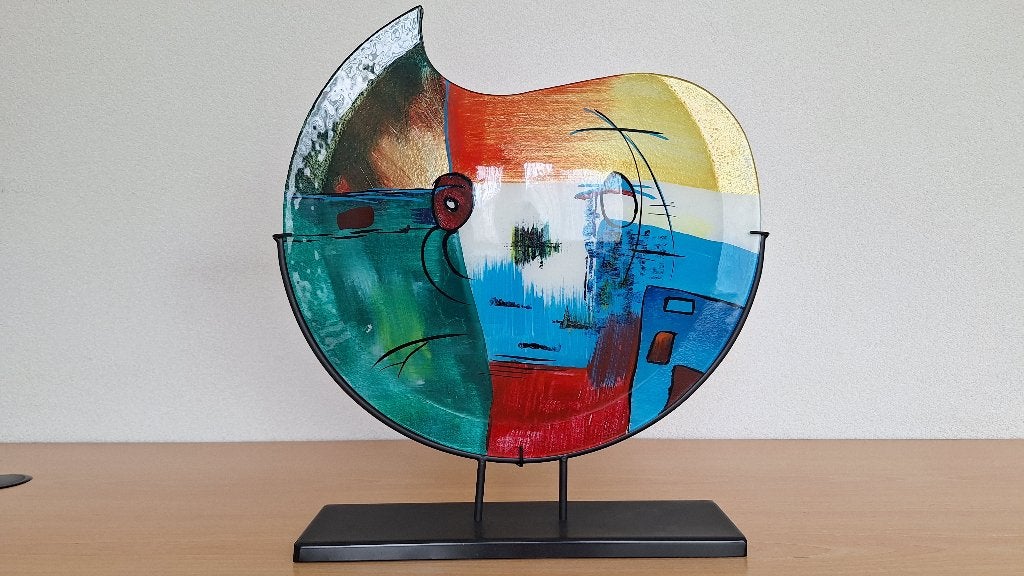 Decoratieve modern artistieke multi-color vaas, groen/blauw, Ophalen, Overige materialen, Overige kleuren, 50 tot 75 cm