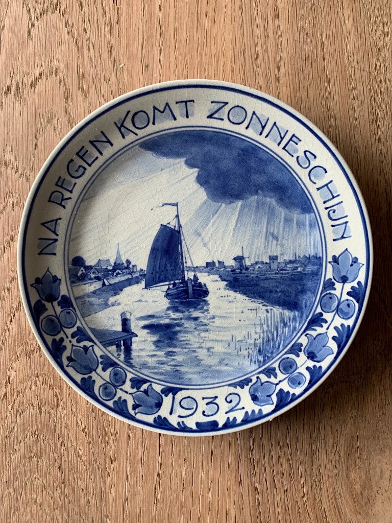 Delfts wandbordje / wandtegel uit 1936, Ophalen of Verzenden