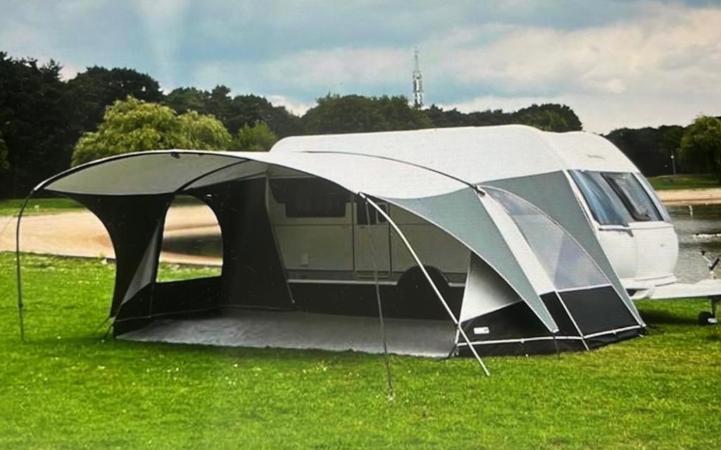 Unico Verona Luifel maat 12.1 - kleur zwart/champagne, Caravans en Kamperen, Voortenten en Luifels, Ophalen, Gebruikt, Ten Cate All Season 240g/m2