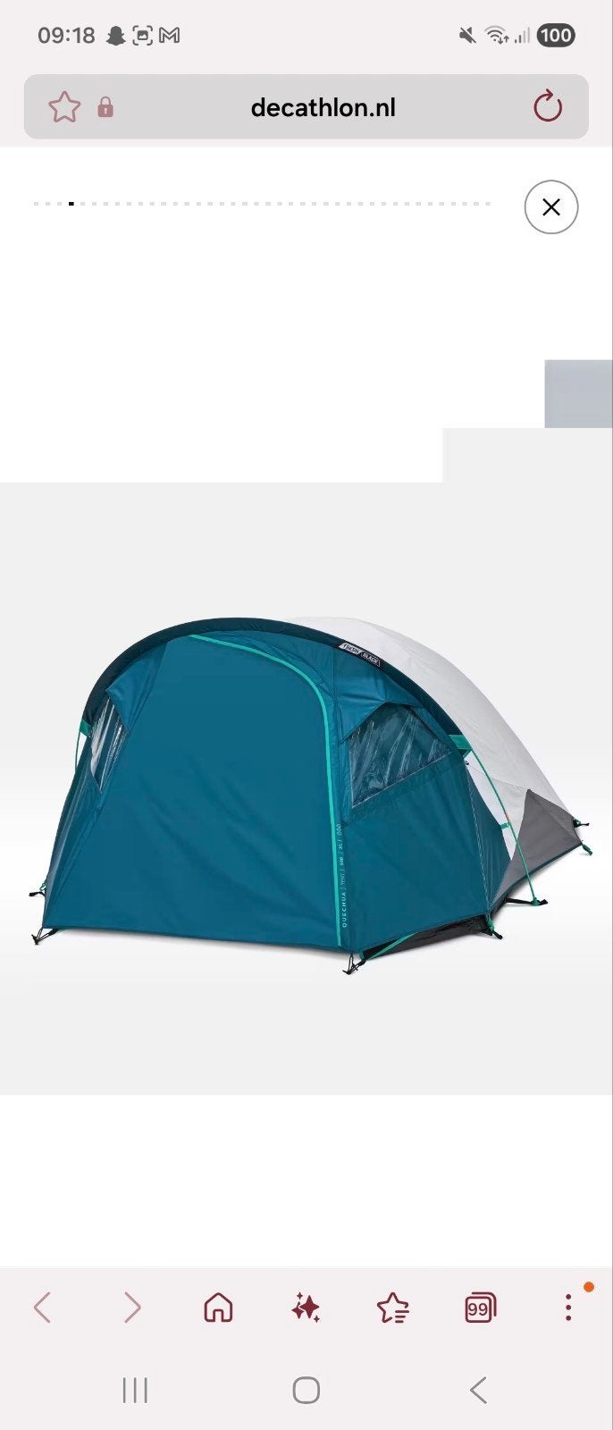 Decathlon MH100 XL Fresh & Black 3-persoons Kampeertent, Ophalen