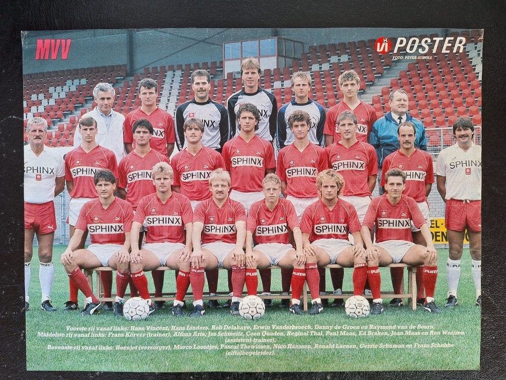 Verzameling oude elftalposters MVV Maastricht (8x), Ophalen of Verzenden, Zo goed als nieuw, Buitenlandse clubs, Poster, Plaatje of Sticker