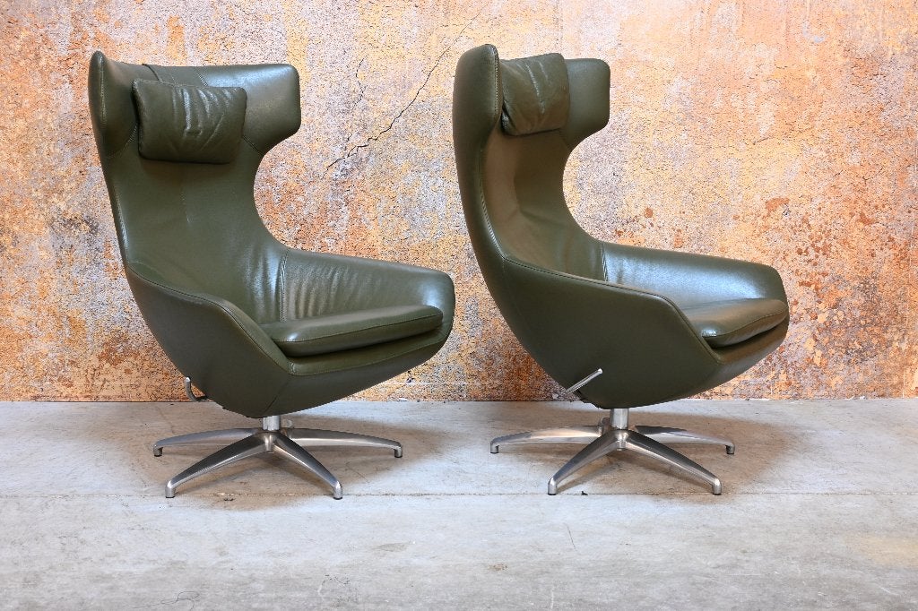 ZGAN 2 leren Leolux Caruzzo design draai/relaxfauteuils, Leolux, Leolux, 75 tot 100 cm, Ophalen of Verzenden