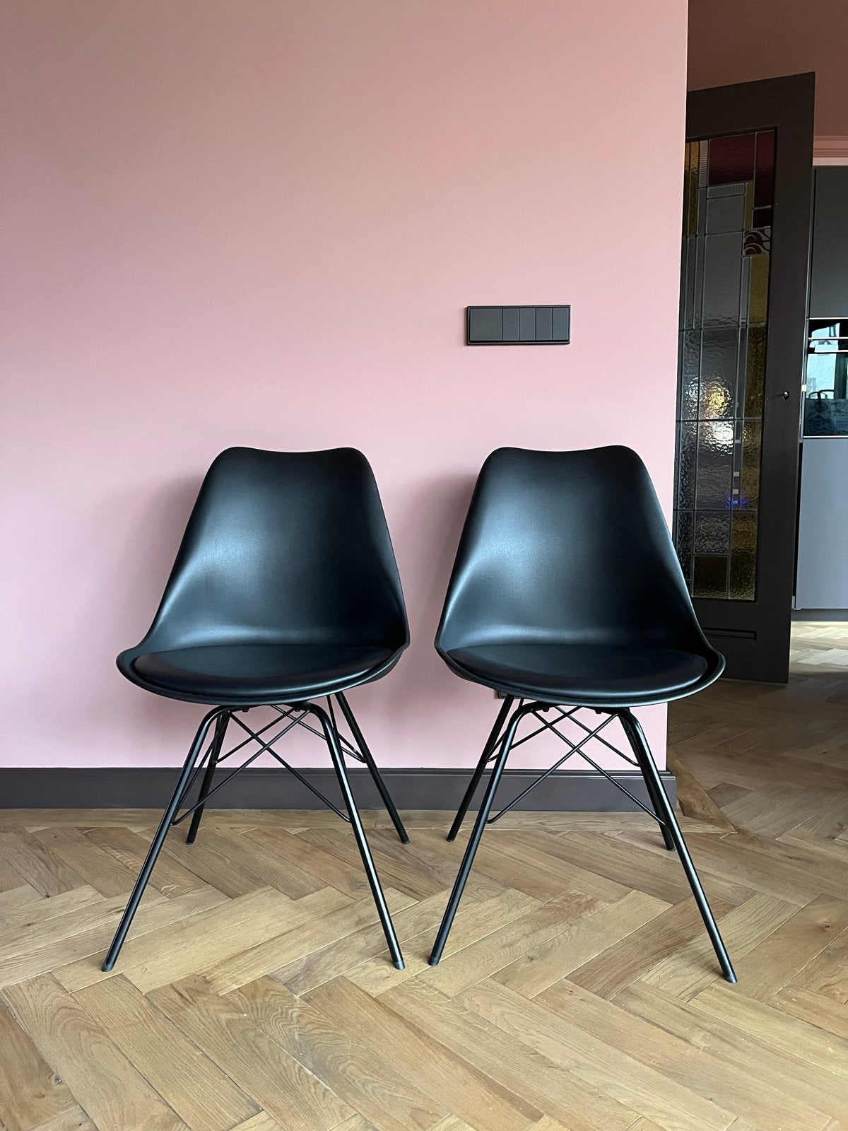 Set van 2 zwarte Zitmaxx eetkamerstoelen, Huis en Inrichting, Stoelen, Zo goed als nieuw, Twee, Zwart, Ophalen