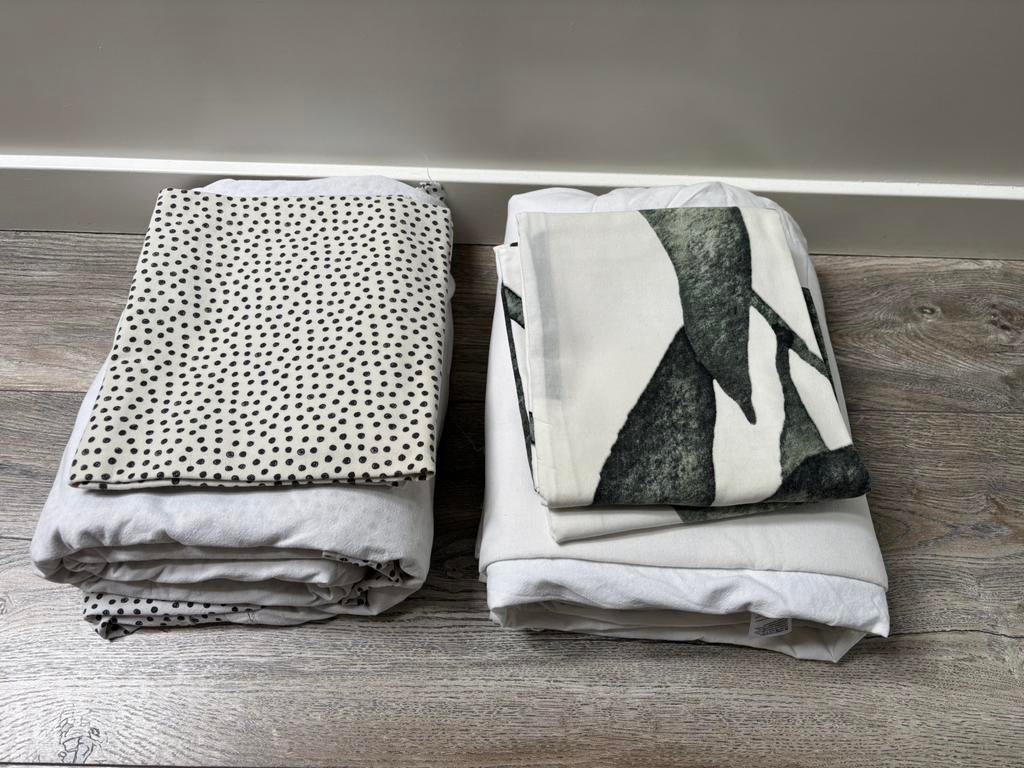 2x Hema dekbedovertrek lits-jumeaux, Huis en Inrichting, Gebruikt, Beige, Dekbedovertrek, Tweepersoons