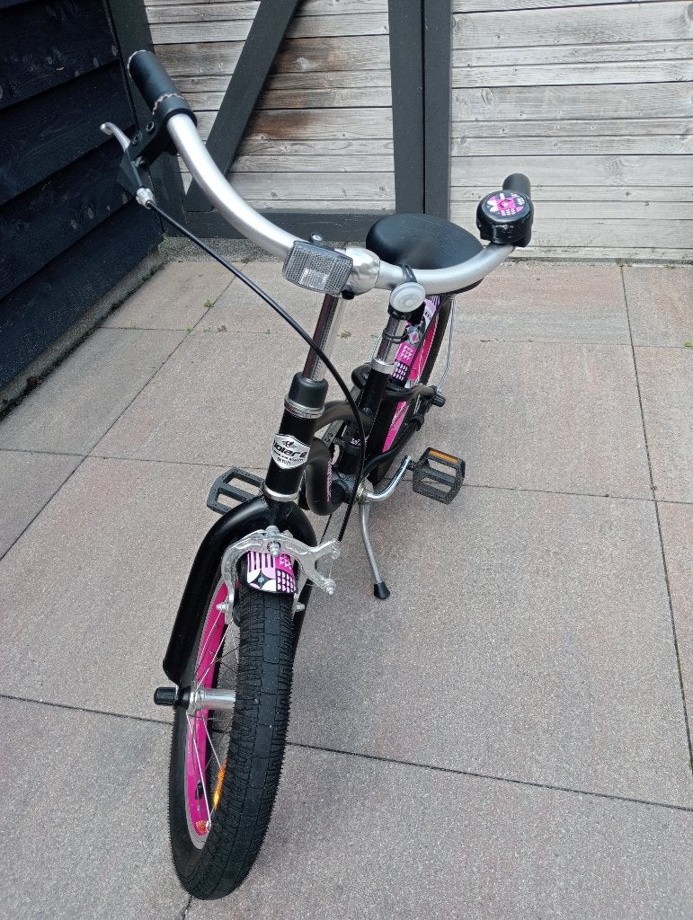 Kinderfiets Miracle 16 inch - Zwart/Roze, Fietsen en Brommers, Ophalen, Terugtraprem, 16 tot 20 inch, Miracle