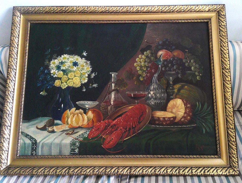 Gevarieerd Stilleven met kreeft ca.1920 - Friedrich Kottmann, Ophalen