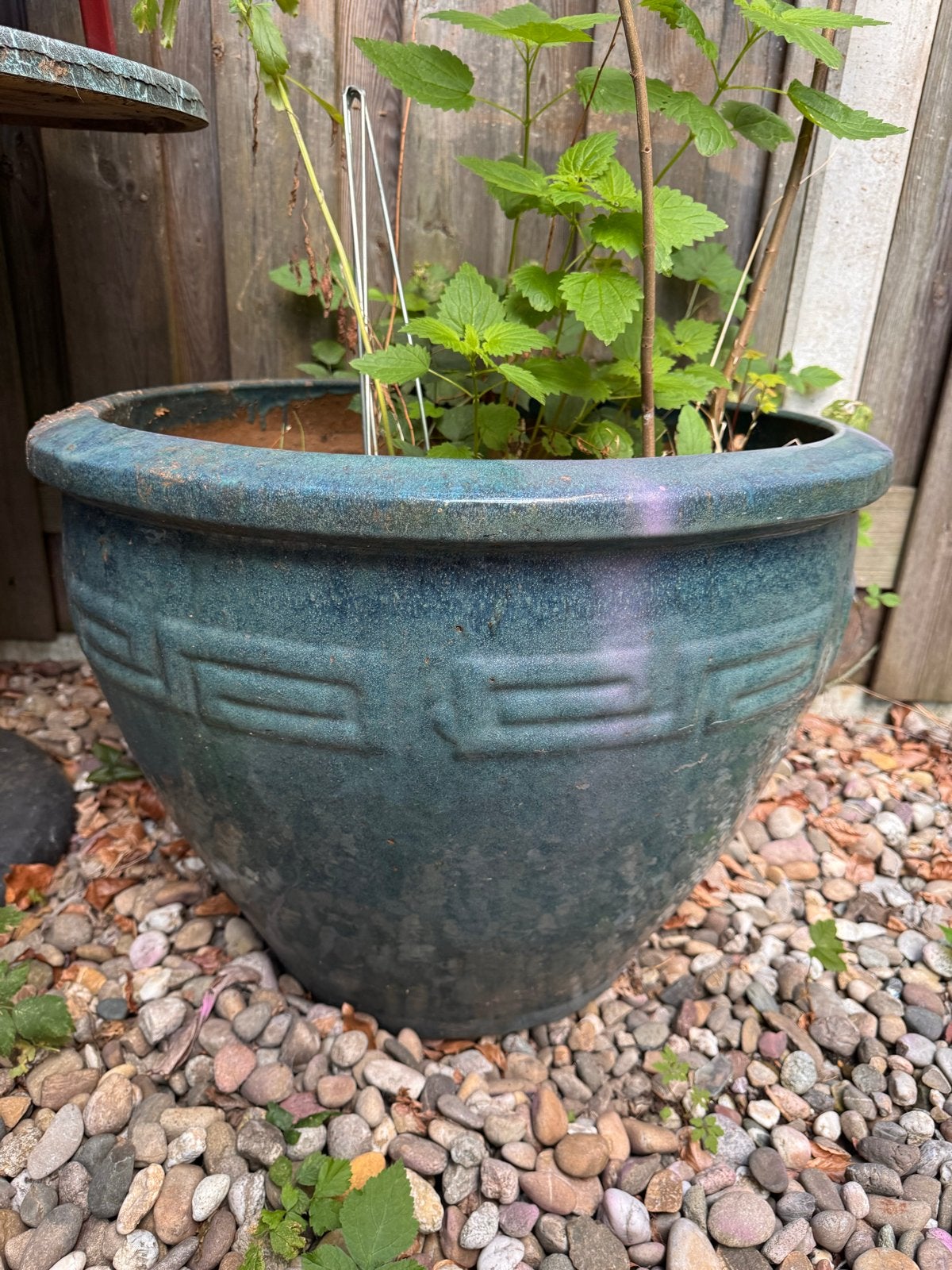 Grote zware turkoois bloempot, diameter 50cm, Gebruikt, 40 cm of meer, Rond, Ophalen of Verzenden