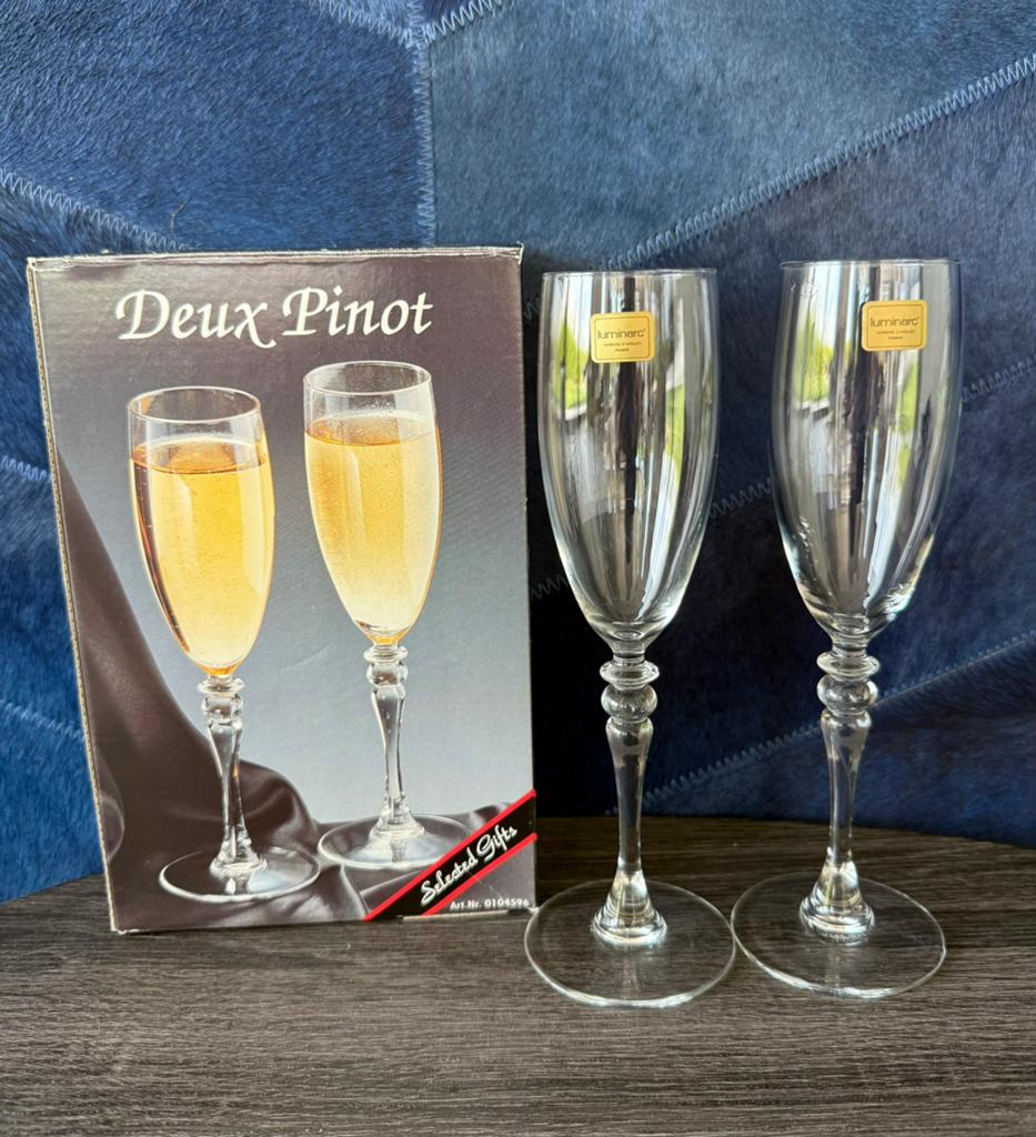 Vintage Luminarc "Deux Pinot" kristallen champagne flutes, Ophalen of Verzenden
