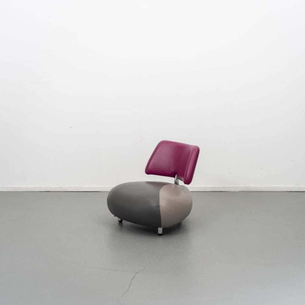 Leolux Pallone Fauteuil Taupe/Grijs/Fuchsia Leer, Niet ingevuld, Zo goed als nieuw, Niet ingevuld, Niet ingevuld