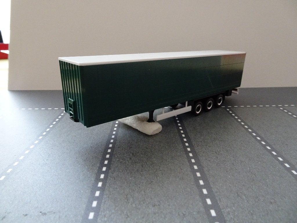 020 herpa 3-as oplegger groen blanco trailer 1:87 truck, Ophalen of Verzenden, Nieuw, Bus of Vrachtwagen, Herpa