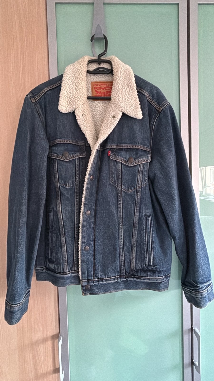 Levi's Sherpa Trucker Jacket - Maat L, Ophalen of Verzenden, Zo goed als nieuw, Maat 52/54 (L), Blauw