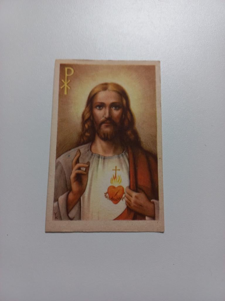 Heilig Hart Jezus bidprentje - Gedrukt in Tsjecho-Slowakije, Verzamelen, Religie, Gebruikt, Christendom | Katholiek, Kaart of Prent