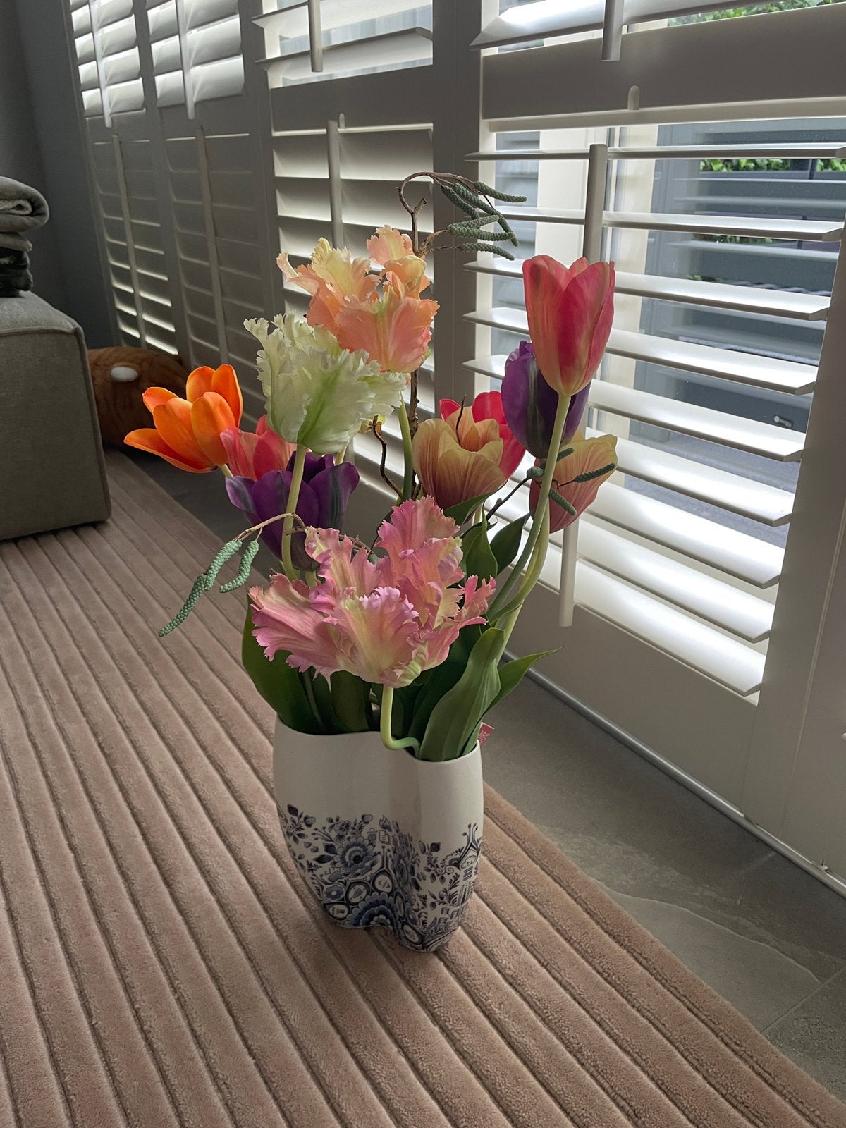 Sierbloemen met vaas, Ophalen, Zo goed als nieuw