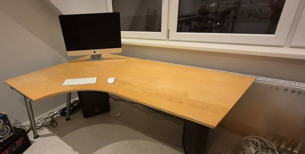 Galant Hoekbureau, Ophalen, 160 cm, Gebruikt, In hoogte verstelbaar