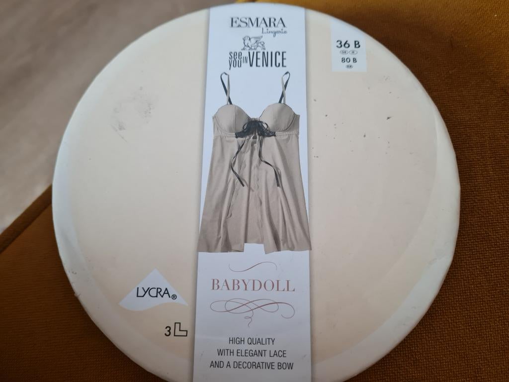 Nieuwe Esamara Babydoll 80B - Zwart/Beige, ESMARA Lingerie, Ophalen of Verzenden, Zwart, Nachtkleding