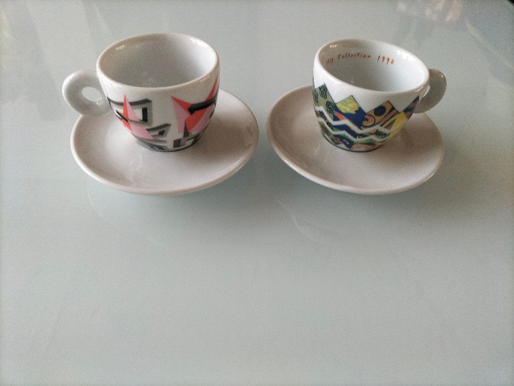 2 Richard Ginori Illy Espresso kop+schotels  Arti & Mestieri, Ophalen of Verzenden, Zo goed als nieuw, Overige stijlen, Illy