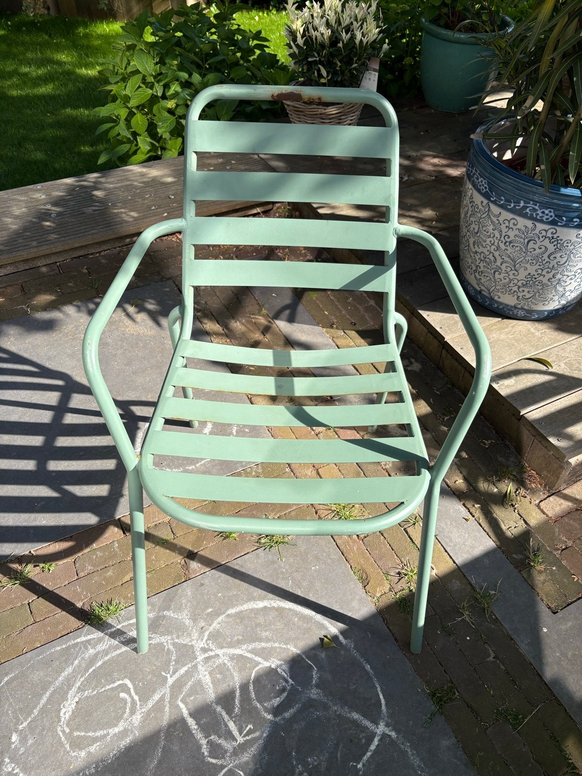 6 gebruikte tuinstoelen met roestplekken - opknapper, Tuin en Terras, Ophalen, Gebruikt, Metaal