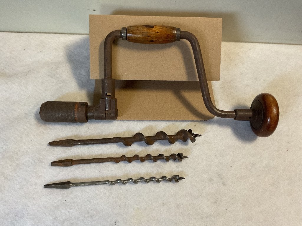 Oude Booromslag + 3 boren, Antiek en Kunst, Antiek | Gereedschap en Instrumenten, Ophalen of Verzenden
