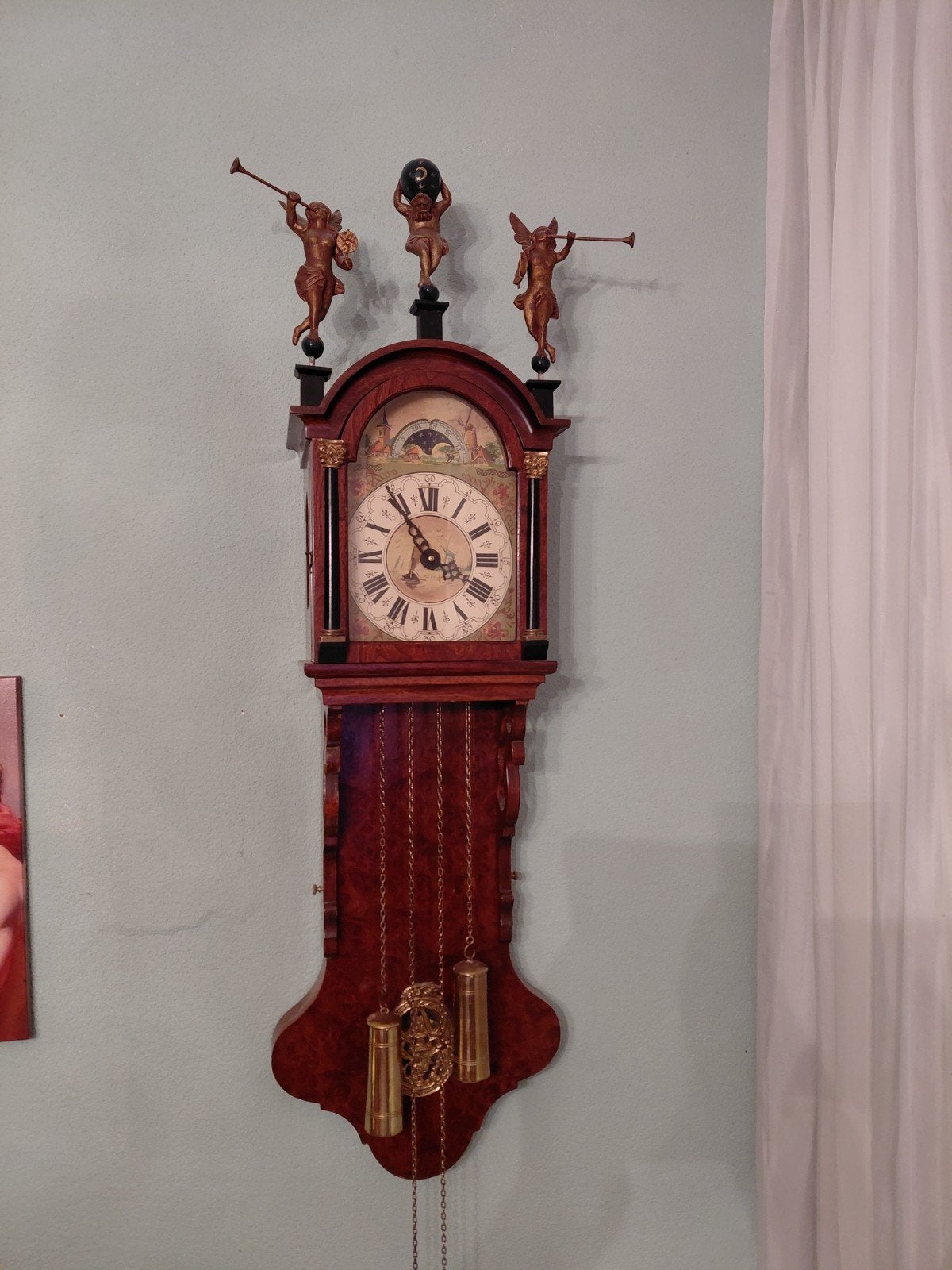 Antieke Friese staartklok met houten beelden, Antiek en Kunst, Antiek | Klokken, Ophalen