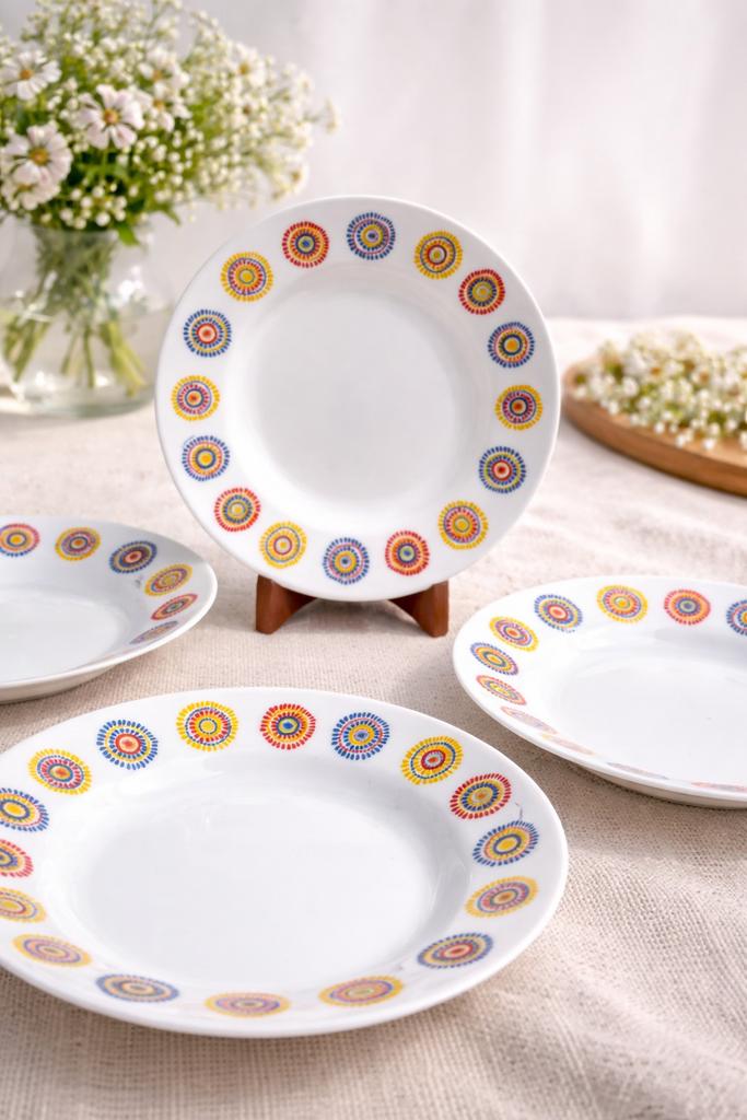 Vintage retro luminarc borden oranje kleurrijk, Ophalen of Verzenden, Overige stijlen, Glas, Zo goed als nieuw