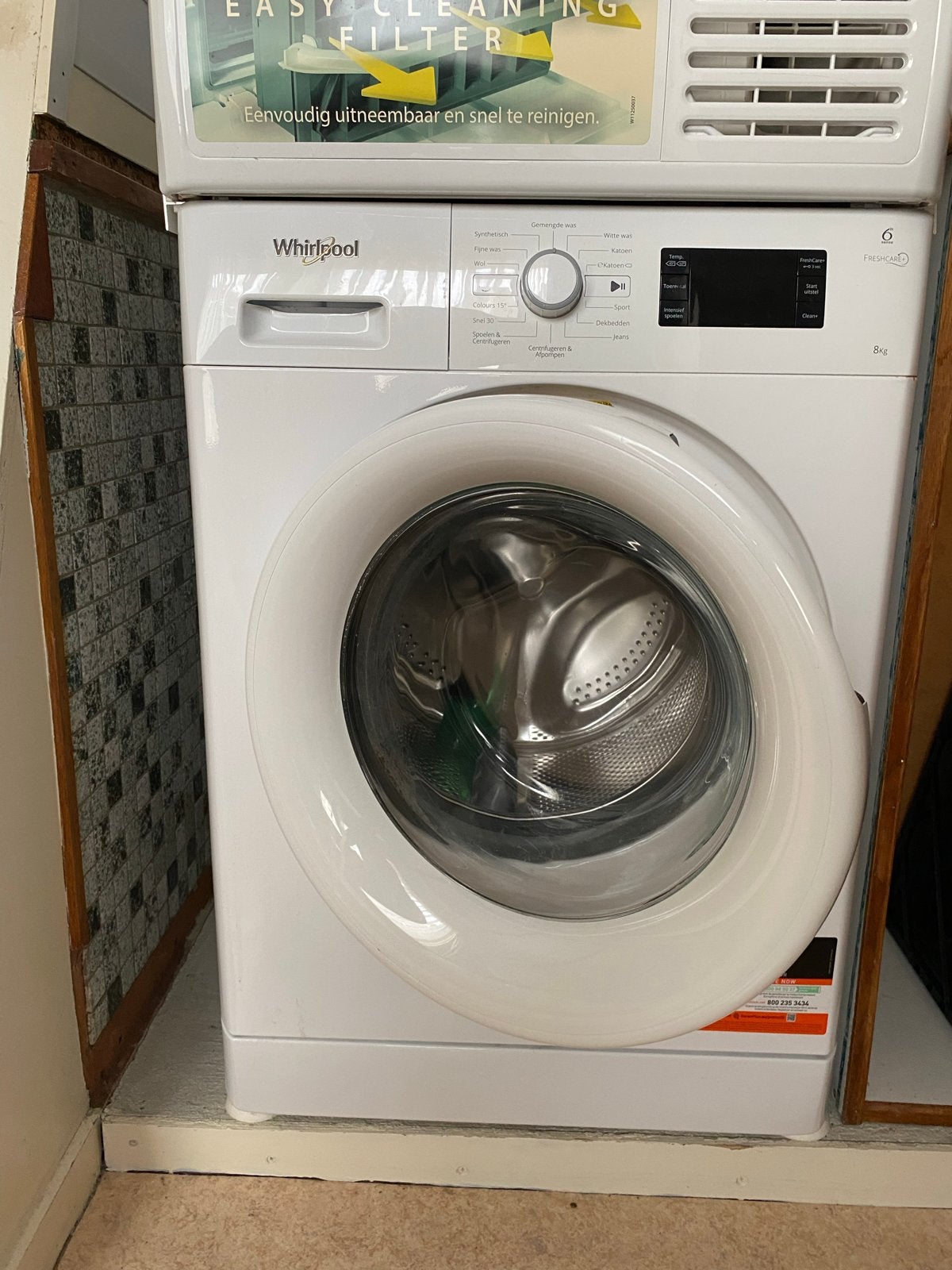 Whirlpool FreshCare+ Wasmachine 8kg, Ophalen, 1200 tot 1600 toeren, 8 tot 10 kg, Zo goed als nieuw