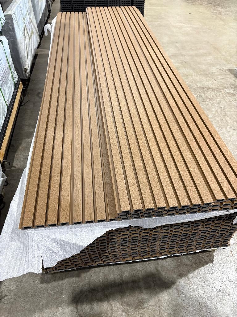 Composiet gevelbekleding– 290 cm – Teak & Zwart, Doe-het-zelf en Verbouw, Platen en Panelen, Ophalen of Verzenden, Nieuw, Overige materialen