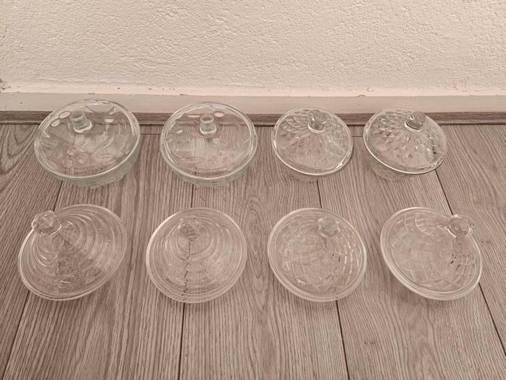 8 stuks glazen schaaltjes met deksels, Huis en Inrichting, Nieuw, Ophalen of Verzenden, Overige stijlen, Glas