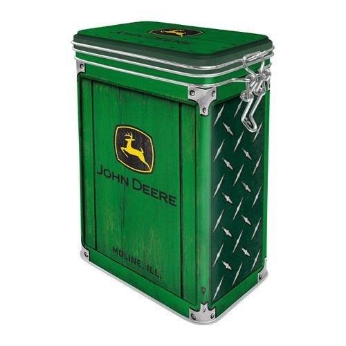 John Deere diamond clipbox reclame voorraadblik koektrommel, Ophalen of Verzenden, Nieuw, Auto's