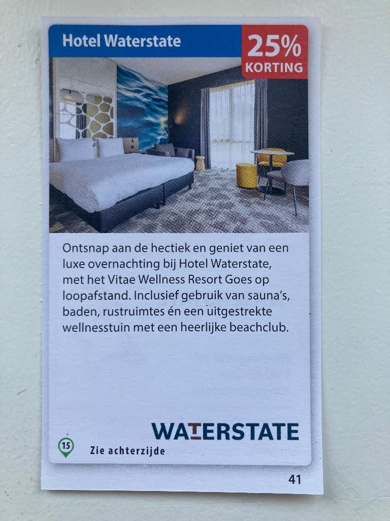Kortingscode Stay & Welness Hotel Waterstate Goes, Tickets en Kaartjes, Kortingen en Cadeaubonnen, Twee personen, Spa of Sauna
