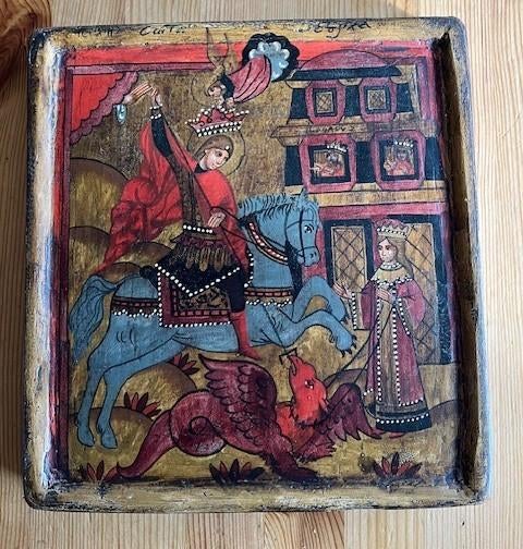 Byzantijns Icoon van Sint-Joris en de Draak., Ophalen of Verzenden