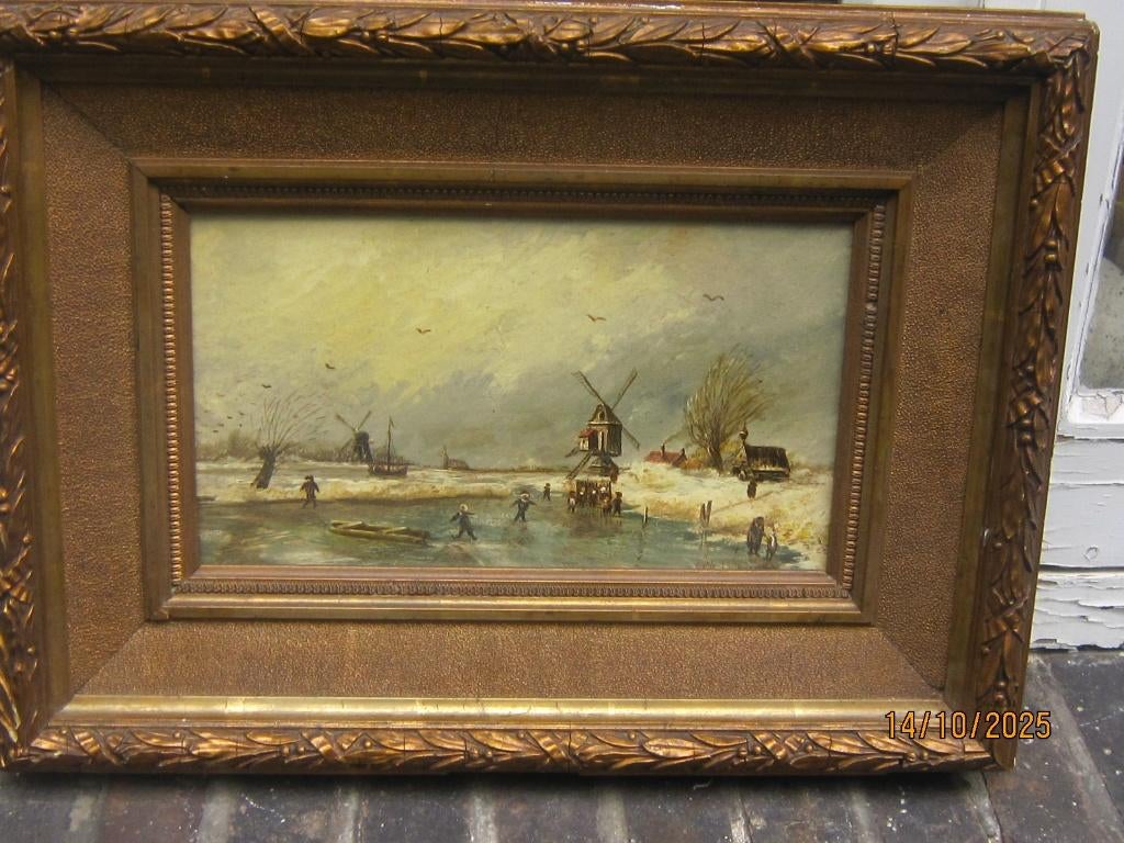 Nagesch. werk Grootmeester (1816-1907)LEICKERT wintertaf., Antiek en Kunst, Ophalen of Verzenden