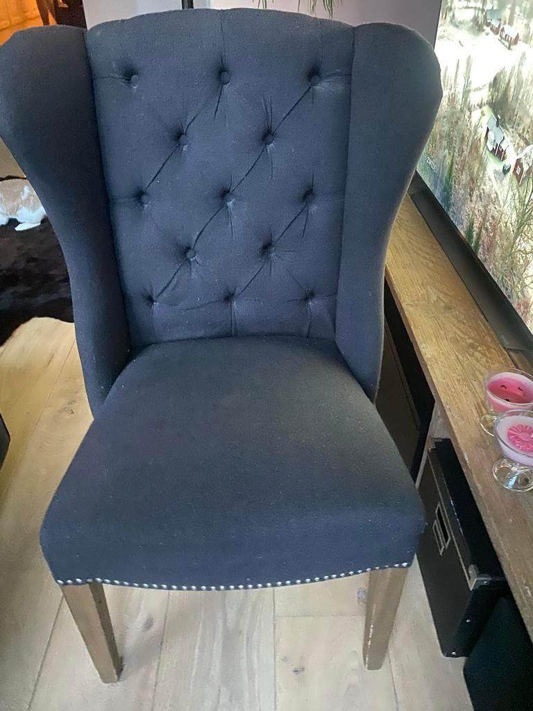 Dagtopper: Eetkamerstoelen Set 4 Antraciet, Huis en Inrichting, Stoelen, Gebruikt, Vier, Stof, Grijs, Ophalen of Verzenden