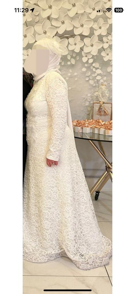 Mooie trouwjurk te koop, abiye, nikah, dugun, bruiloft,party, Ophalen of Verzenden, Zo goed als nieuw, Wit, Trouwjurk