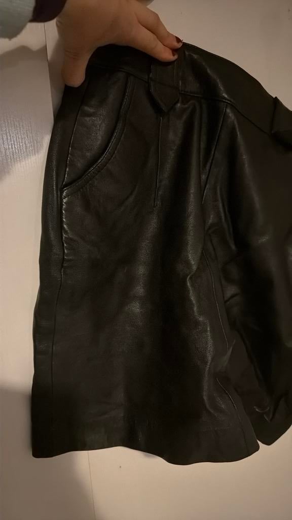 Echt leer rok XS rits stuk vintage mooi sexy made spain, Zwart, Ophalen of Verzenden, Zo goed als nieuw, Maat 34 (XS) of kleiner
