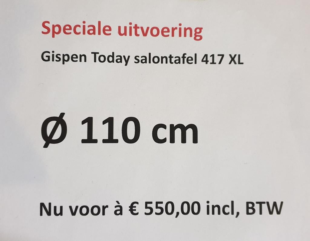 Salontafel Gispen 417 XL model 110cm doorsnede, Ophalen, Rond, Zo goed als nieuw, Glas