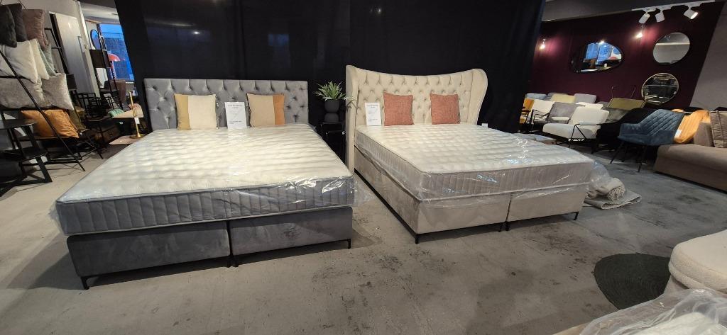 Luxe Boxspring combinatie Victoria, Huis en Inrichting, Slaapkamer | Boxsprings, Ophalen of Verzenden, 180 cm, 200 cm, Grijs
