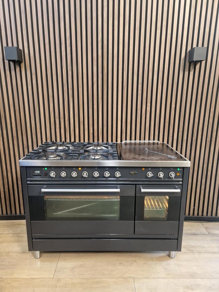 Mooie Antraciet Boretti Fornuis 120 cm (Gratis bezorgen), 60 cm of meer, Ophalen of Verzenden, Zo goed als nieuw, Energieklasse A of zuiniger