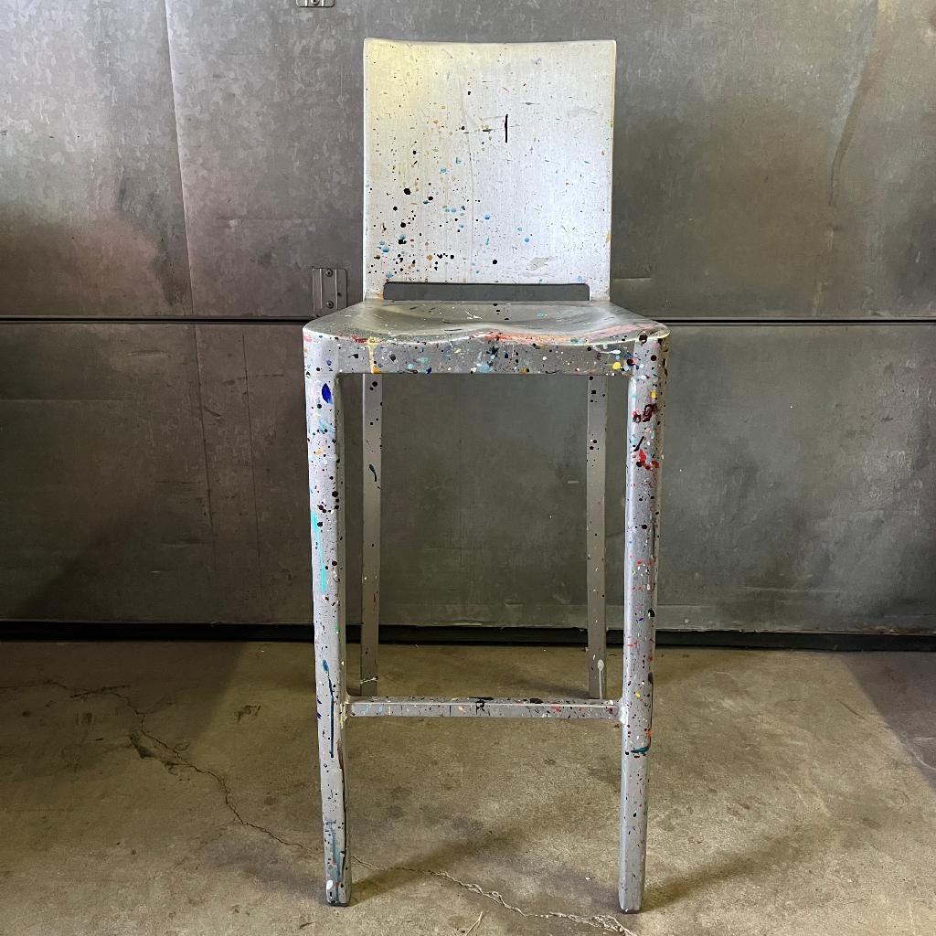 Aluminium barkruk Hudson door Philippe Starck voor Emeco, Gebruikt, Met voetsteun, Philippe Starck, Ophalen of Verzenden