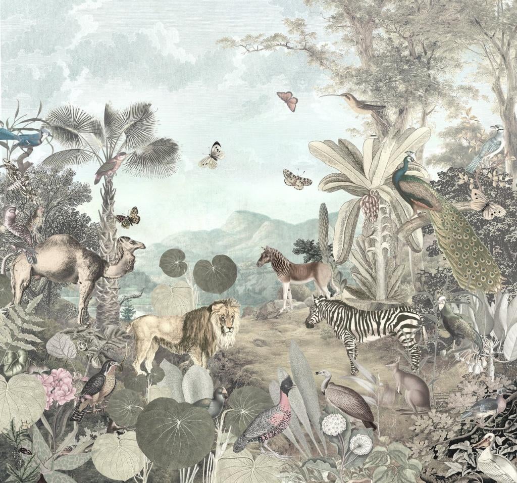 Jungle behang Peace and Harmony, vliesbehang, Muurdeco4kids, Huis en Inrichting, Stoffering | Behang, Verzenden, Minder dan 10 m²