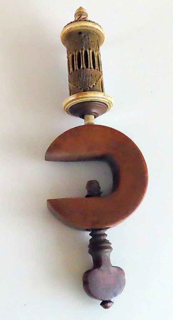 Antieke tafelklem met benen  garen spoel ca1860 incl verzend, Antiek en Kunst, Ophalen of Verzenden