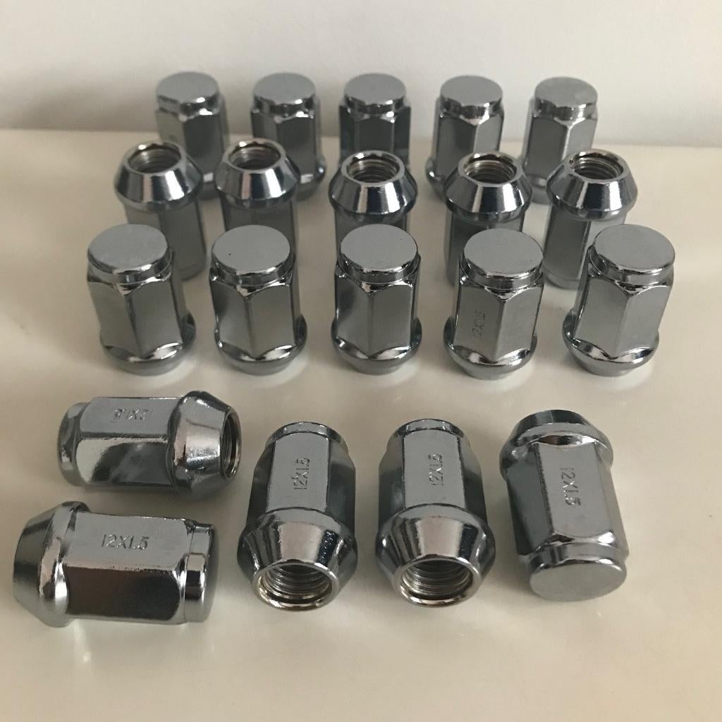 Dichte wielmoeren verchroomd M12 x 1,5 x 34 mm, Auto diversen, Auto-accessoires, Nieuw, Ophalen of Verzenden