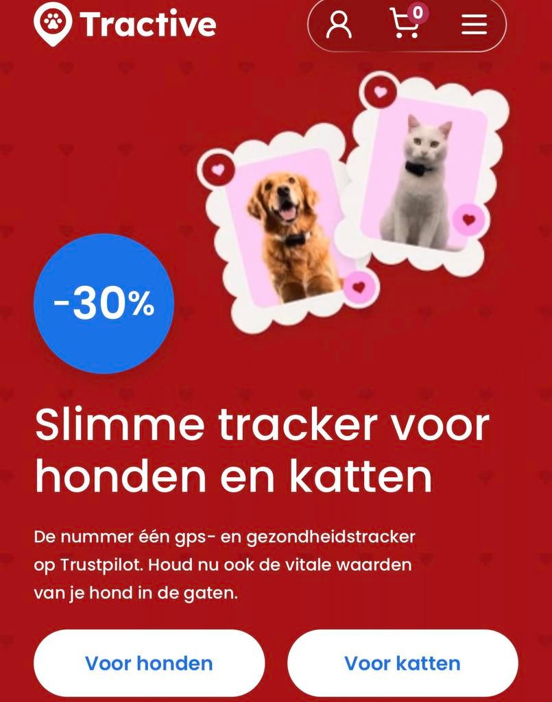 Code voor 30% korting op Tractive GPS voor hond en kat, Dieren en Toebehoren, Ophalen, Nieuw