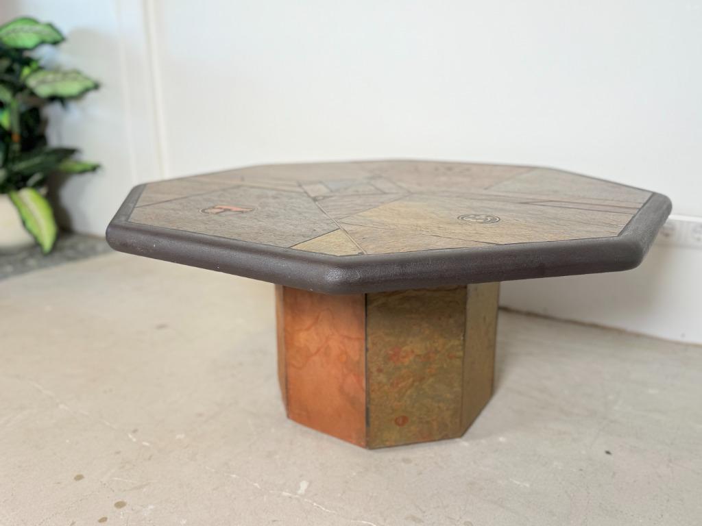 Fedam achthoekige salontafel, brutalistische stijl, Huis en Inrichting, Ophalen, Overige materialen, Gebruikt, 50 tot 100 cm