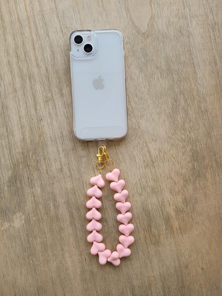 Telefoonkoord met roze hartjes, Ophalen of Verzenden, Nieuw, Telefoonhanger of Accessoire, Apple iPhone