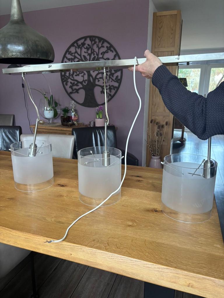 Eettafellamp, Ophalen, Zo goed als nieuw, Glas, Modern