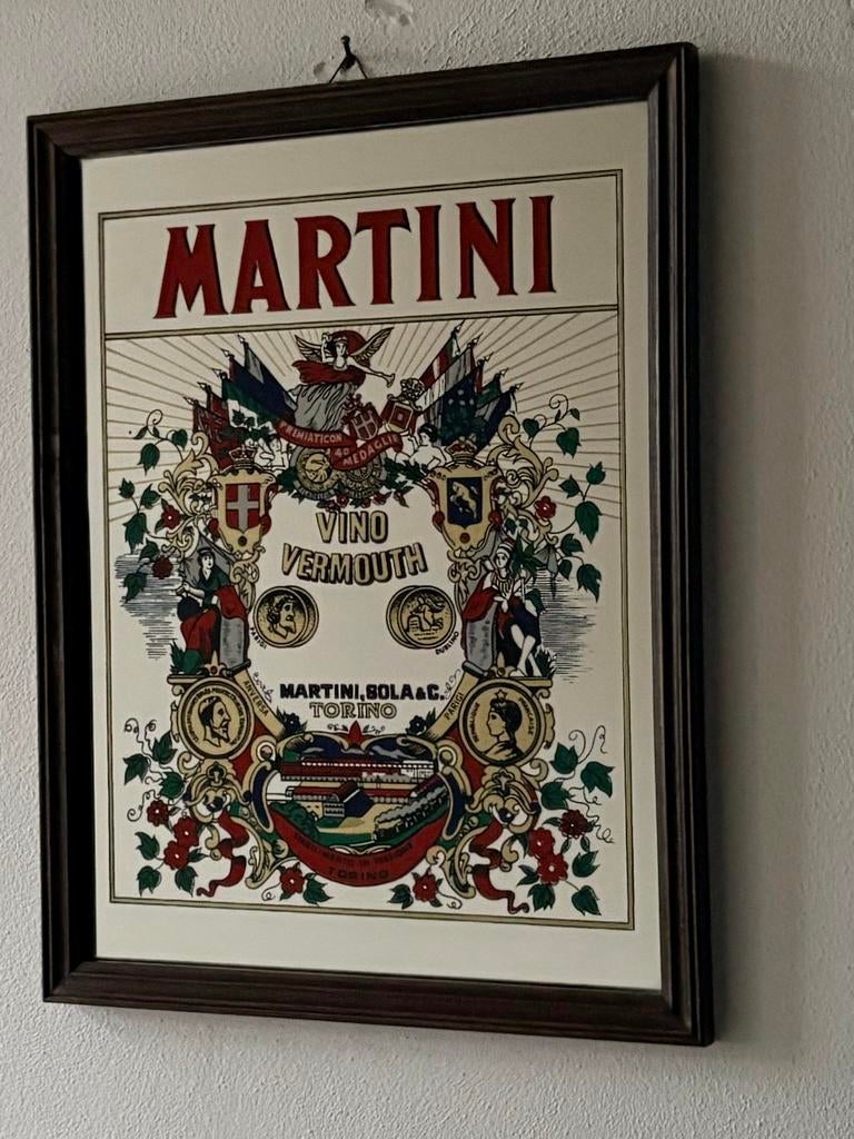 Vintage reclame spiegel van het merk Martini, Ophalen of Verzenden, Gebruikt, Reclamebord