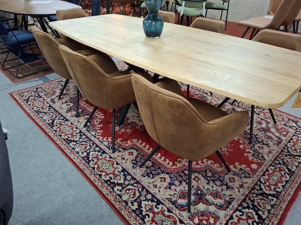 7 Nieuwe Armleuning stoelen,Draaibaar Cognac Nu SAMEN 900,=, Ophalen, Bruin, Nieuw, Stof