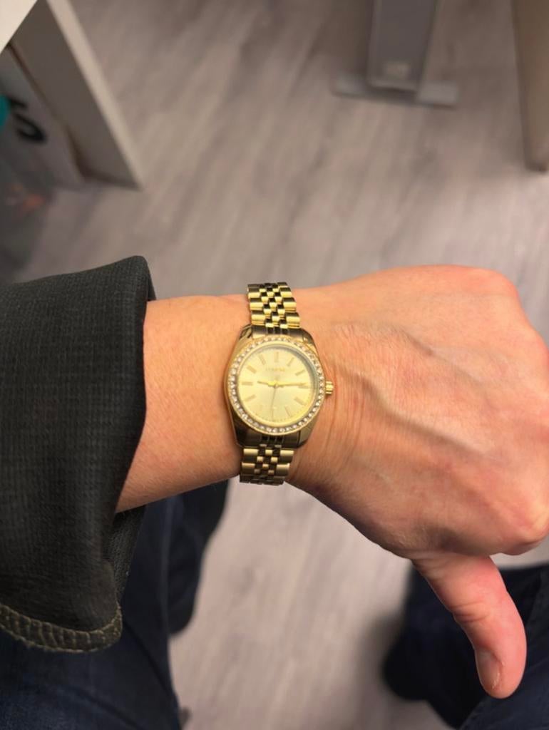Furore Gouden Dameshorloge met Strass, Sieraden, Tassen en Uiterlijk, Horloges | Dames, Overige merken, Staal, Polshorloge, Ophalen of Verzenden