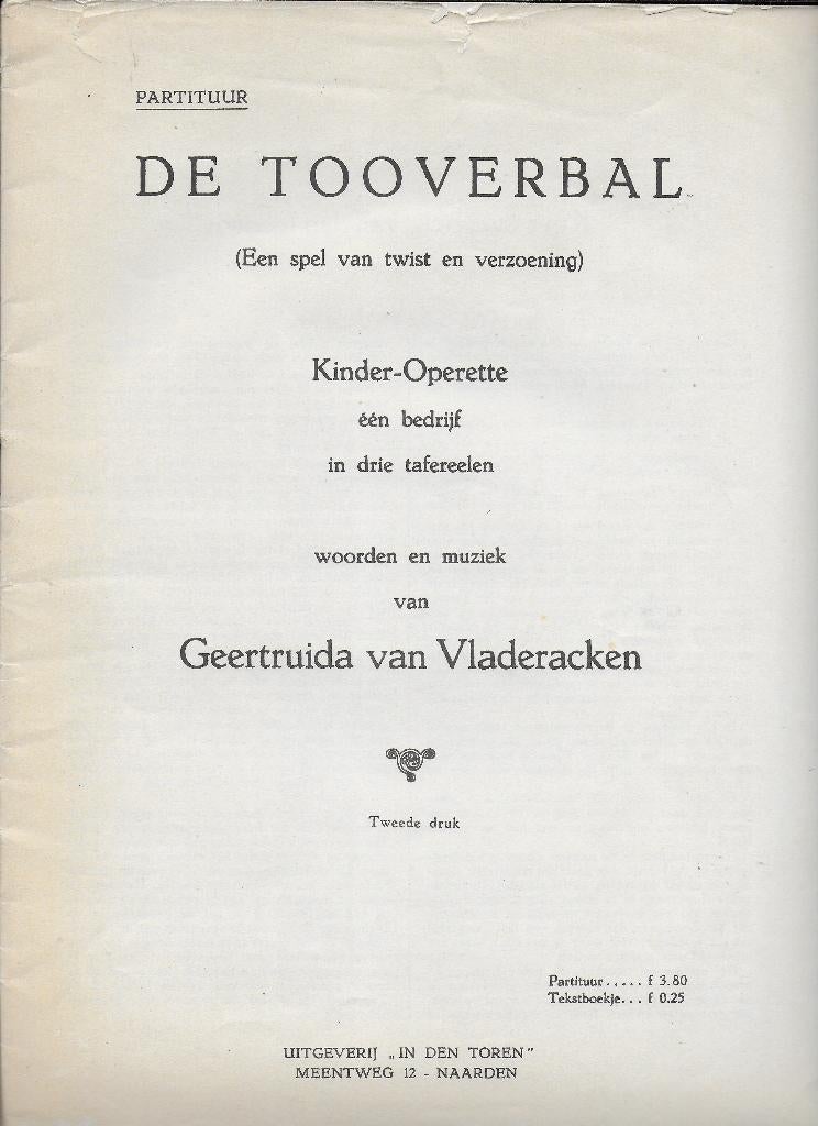 Bo1605 bladmuziek de tooverbal - een kinderoperette, Ophalen of Verzenden, Gebruikt, Artiest of Componist, Klassiek