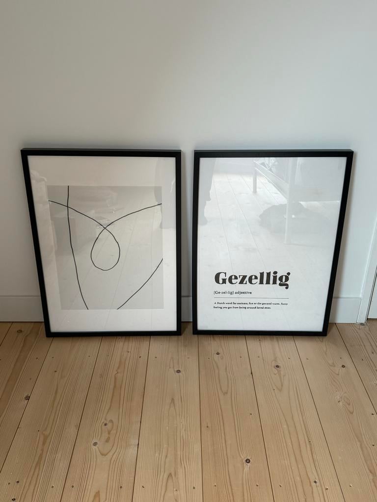 2x IKEA Ribba lijsten met kunst, Ophalen, Minder dan 50 cm, Gebruikt, 50 tot 75 cm